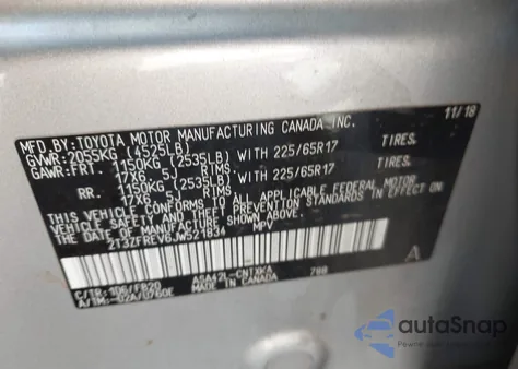 2018 Toyota Rav4 Le from USA, damaged, VIN 2T3ZFREV6JW521834